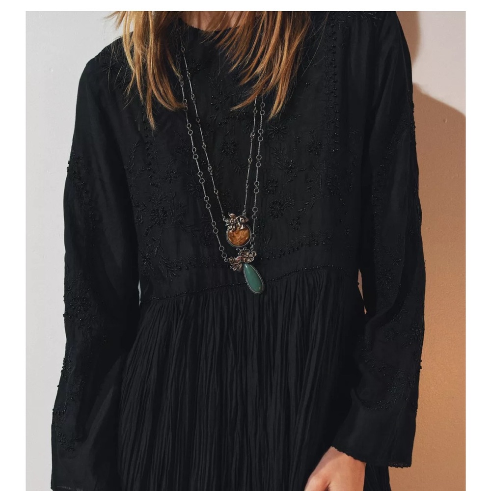 NWT Zara black embroidered maxi dress - Picture 2 of 6